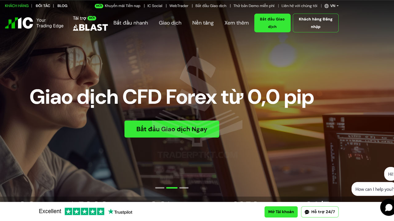 Giao diện website sàn ICMarkets