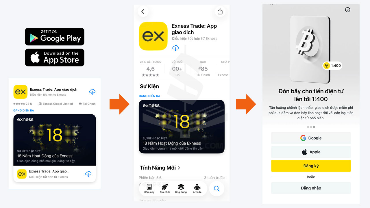 Tải Exness Trade từ App Store hoặc CH Play