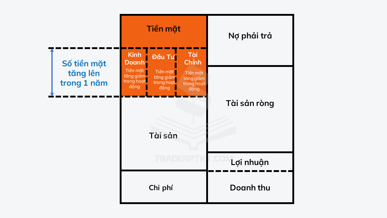 Tiền mặt được chia thành 3 phần