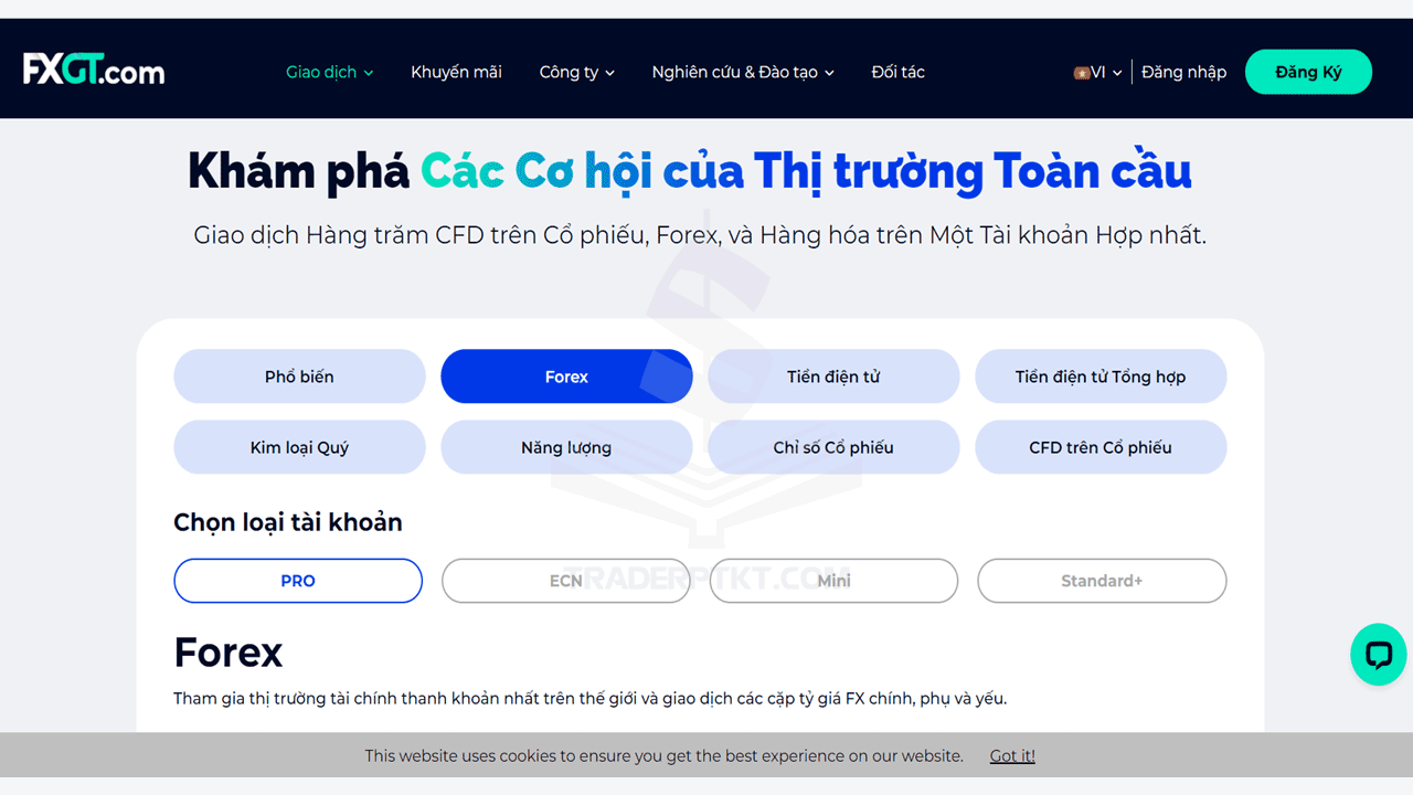 Các sản phẩm giao dịch trên sàn FXGT.com