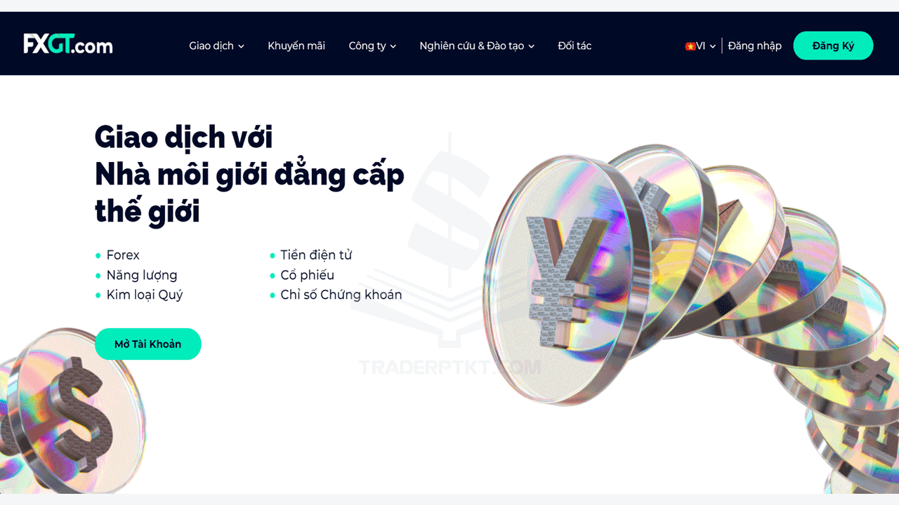 Giao diện website sàn FXGT.com