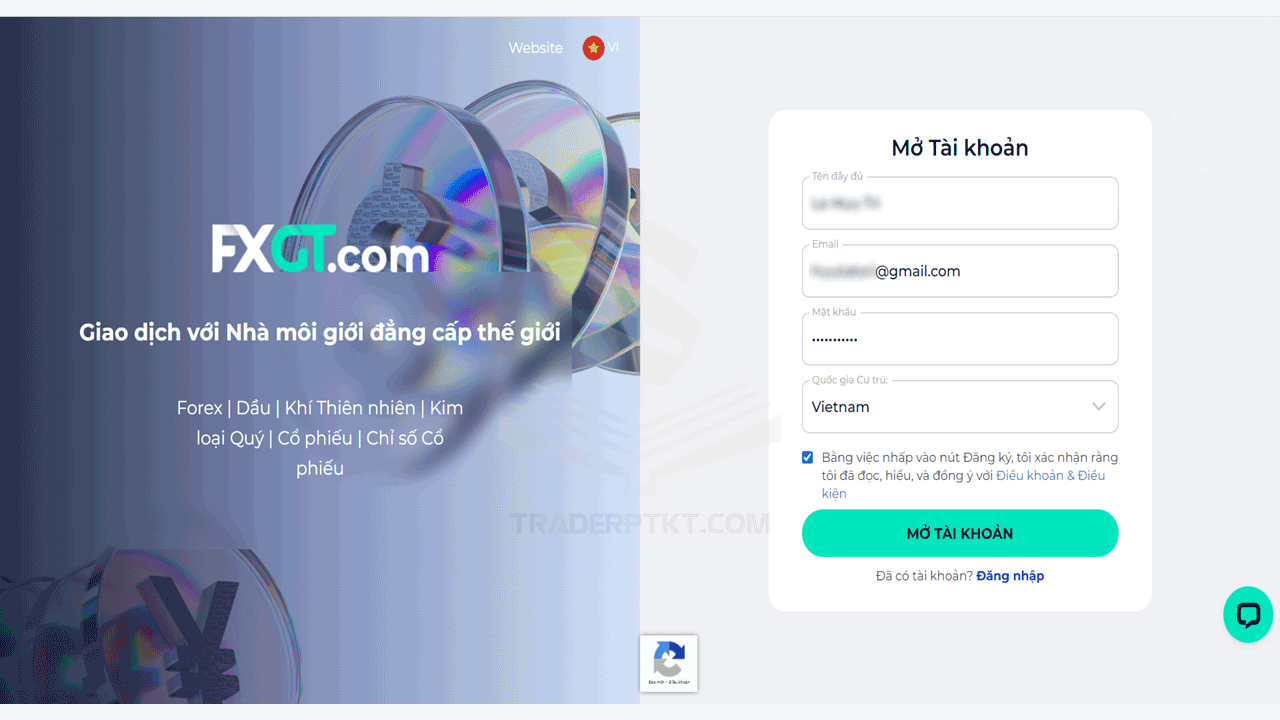 Mở tài khoản sàn FXGT
