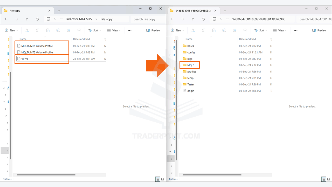 Copy file download vào thư mục Indicator trong MQL4 hoặc MQL5