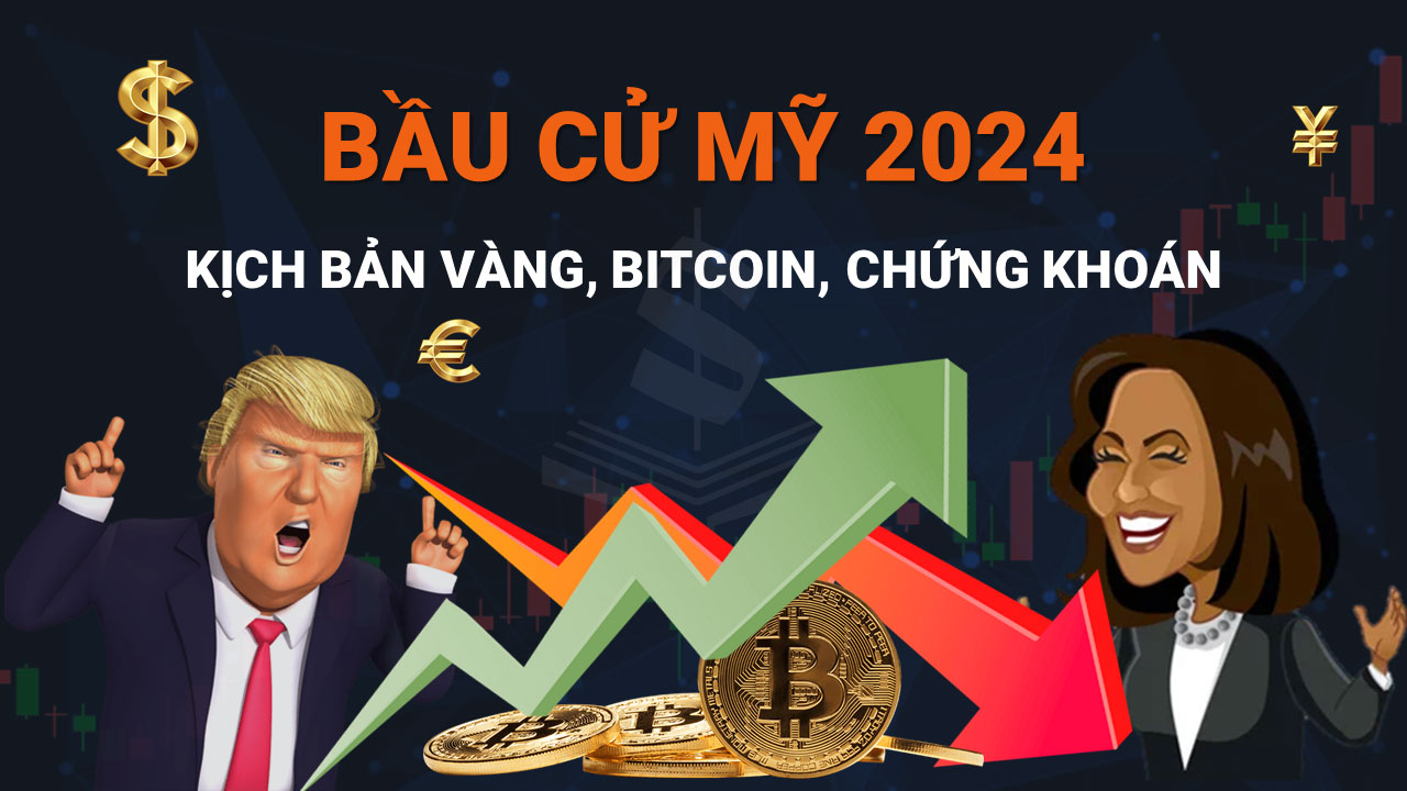 Kịch Bản Vàng, Bitcoin, Chứng Khoán Sau Bầu Cử Tổng Thống Mỹ 2024