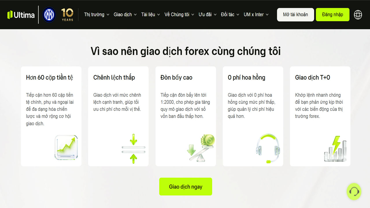 Ultima Markets cung cấp đa dạng các loại tài khoản và chi phí giao dịch tốt