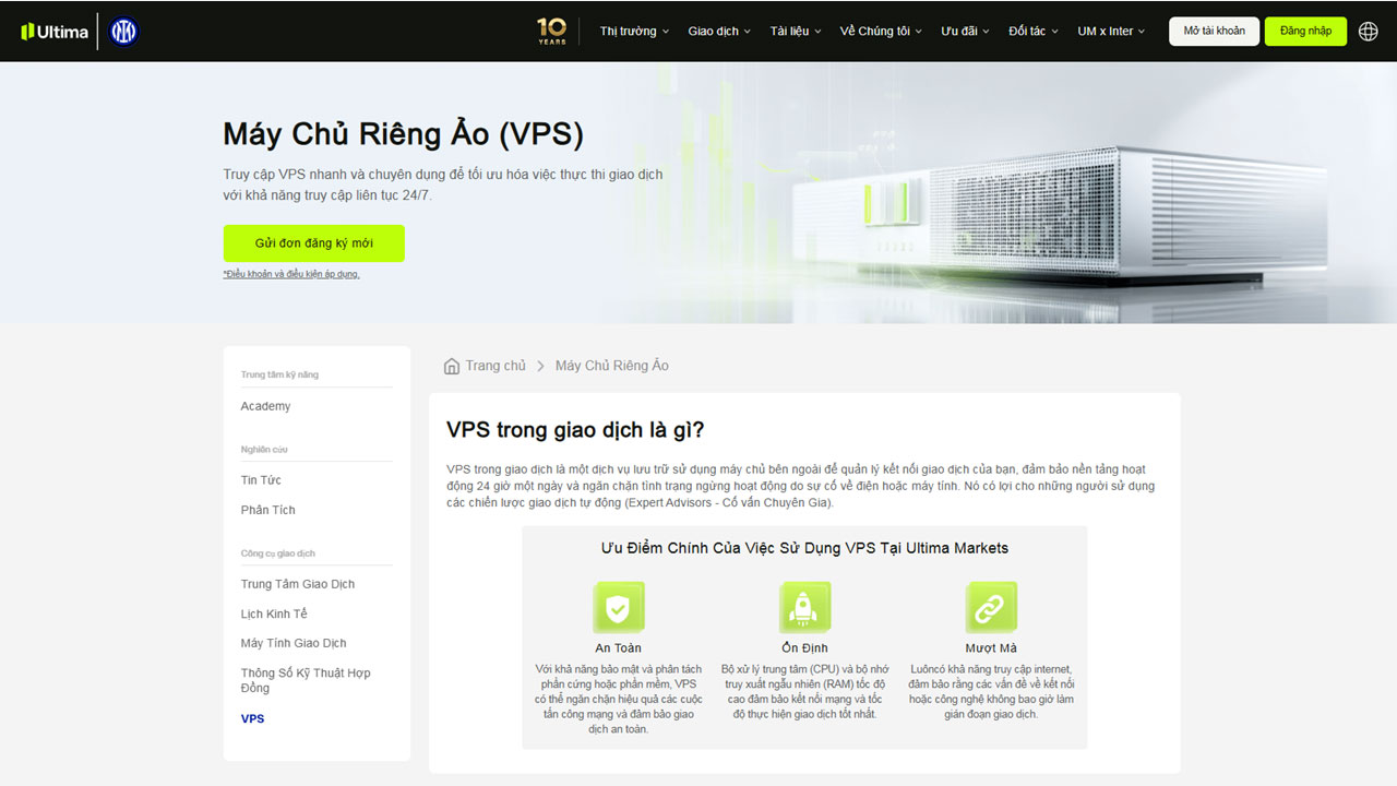 Máy chủ riêng ảo VPS Ultima Markets