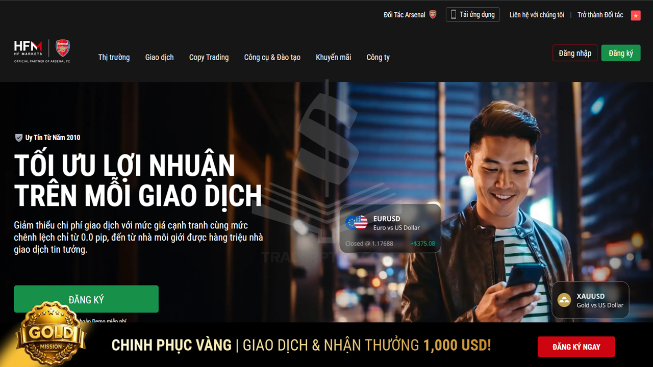 Giao diện website sàn HFM